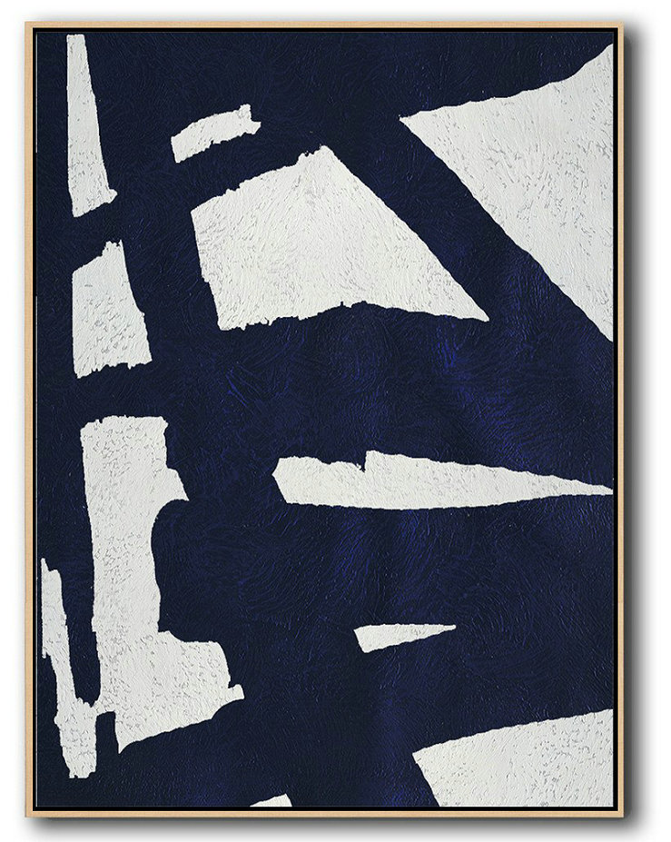 Buy Hand Painted Navy Blue Abstract Painting Online,Hand Painted Aclylic Painting On Canvas #A8N7